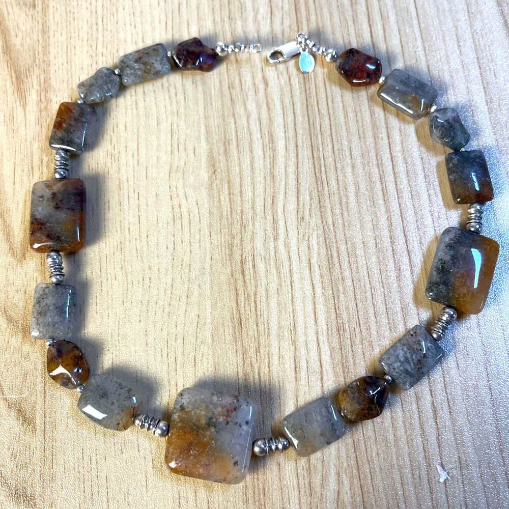 Vintage Dobbs Necklace Signed Art Glass Beaded 16" Necklace Earth Tones